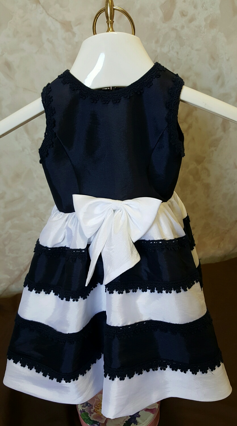 Black and white cheap striped flower girl dress